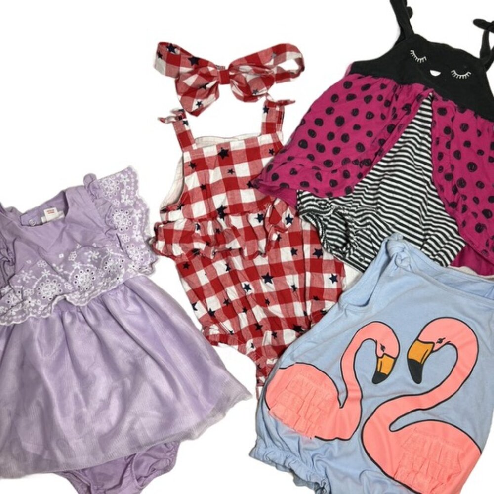 Cat & Jack Baby Girl Summer Clothes Bundle (4 pcs) - Size 6-9 Months